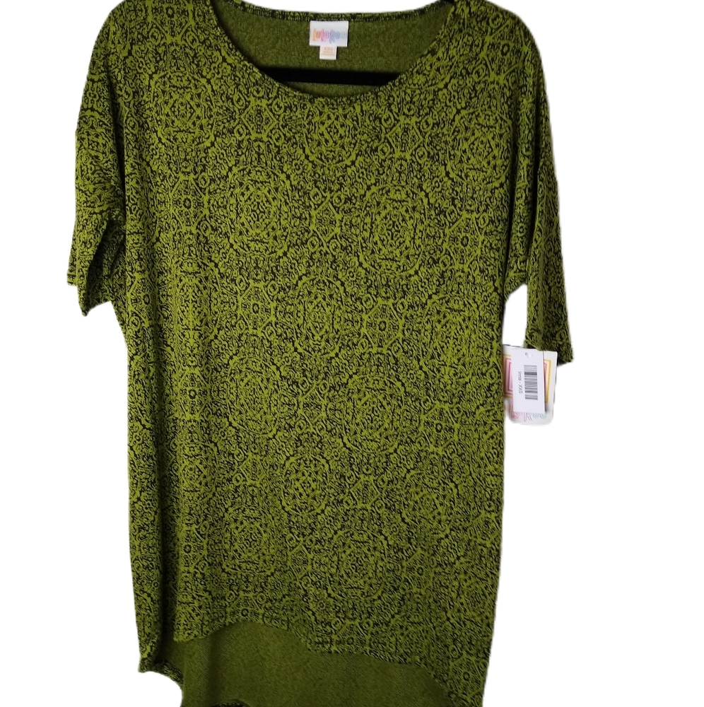 Lularoe Irma Green Black Print Size XXS  NWT